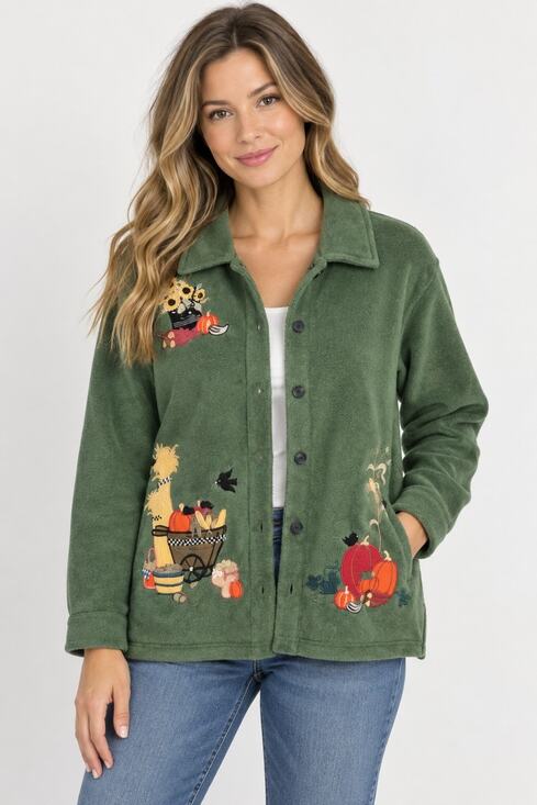 Quacker Factory Jackets & Blazers - Quacker Factory Green Fall Harvest Jacket Large Top